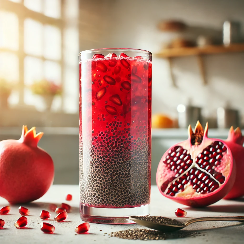 The Ultimate Morning Drink: Pomegranate Juice with Chia Seeds